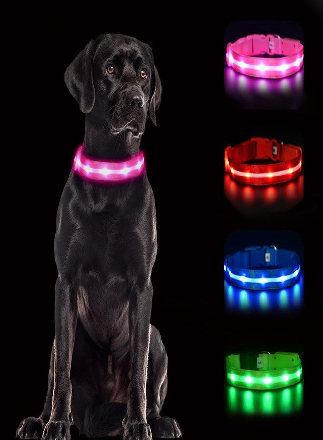 CHUKCHI LED Dog Collar Rechargeable,Waterproof Flashing Collar,Light Up Glow Collar, Adjustable Soft Safety Light Up for Small Medium Large Dogs Walking Camping at Night (Pink-S) - Image 1