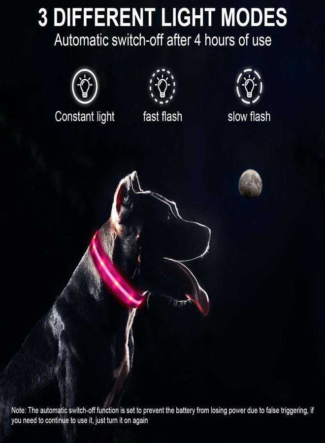 CHUKCHI LED Dog Collar Rechargeable,Waterproof Flashing Collar,Light Up Glow Collar, Adjustable Soft Safety Light Up for Small Medium Large Dogs Walking Camping at Night (Pink-S) - Image 3