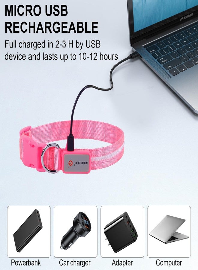 CHUKCHI LED Dog Collar Rechargeable,Waterproof Flashing Collar,Light Up Glow Collar, Adjustable Soft Safety Light Up for Small Medium Large Dogs Walking Camping at Night (Pink-S) - Image 5