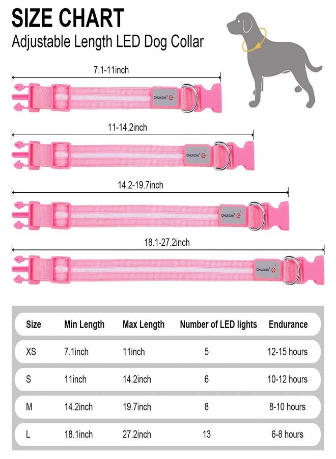 CHUKCHI LED Dog Collar Rechargeable,Waterproof Flashing Collar,Light Up Glow Collar, Adjustable Soft Safety Light Up for Small Medium Large Dogs Walking Camping at Night (Pink-S) - Image 2