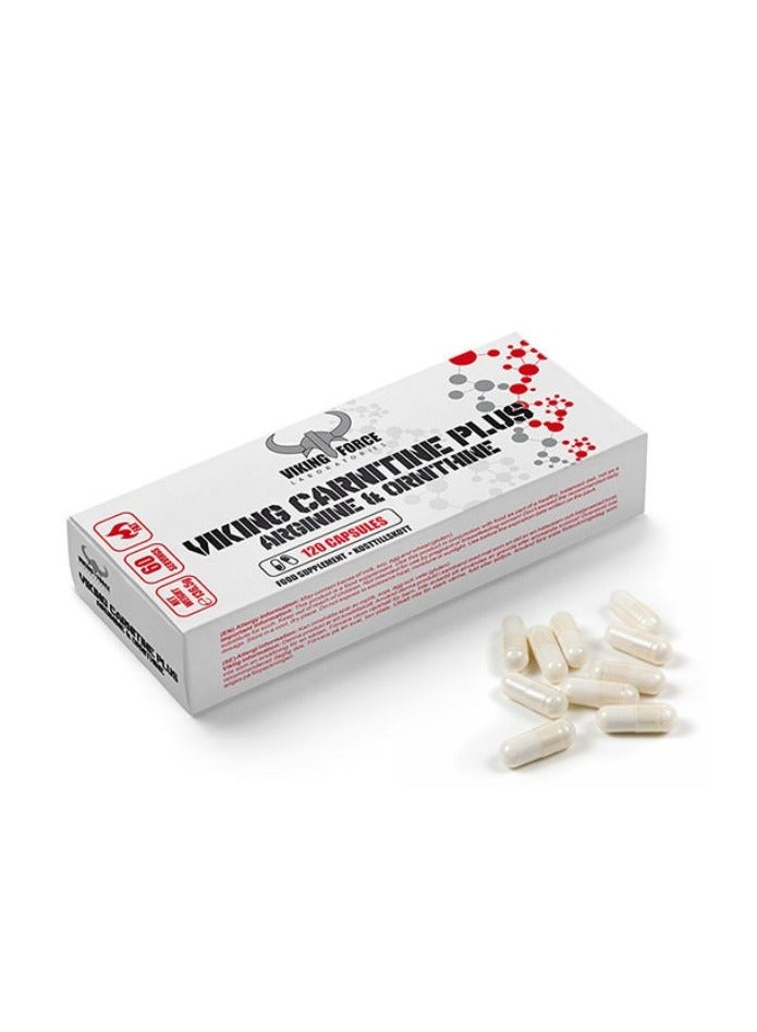 VIKING FORCE LABORATORIES Carnitine Plus- 120 Capsules, 60 Servings, 136.5 G, Weight Loss Capsules With Carnitine, Arginine, Ornithine - Image 1