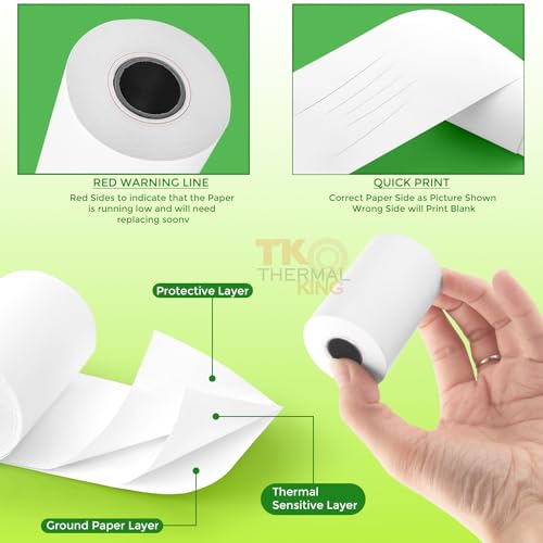 TK Thermal King, (100 Rolls) 2 1/4" x 50' Thermal Paper, POS Receipt Paper for Retail Business Cash Register, Fits All Credit Card Terminal - Image 3