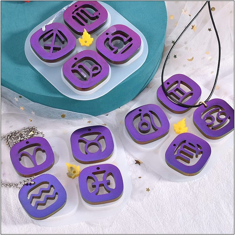 ARTOOL Silicone Zodiac Sign Resin Mold for Jewellery Keychains Pendant Epoxy Resin Art Mould DIY Zodiac Art and Craft Set of 3 (A89) - Image 3