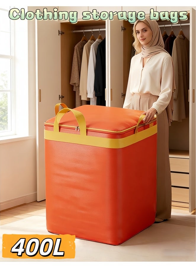 Moving Bags Heavy Duty Extra Large Storage Tote for Space Saving, Traveling Organizer with Zippers & Strong Carrying Handles for Clothes Packing, Moving Supplies (D-122M-ORANGE-L) - Image 1