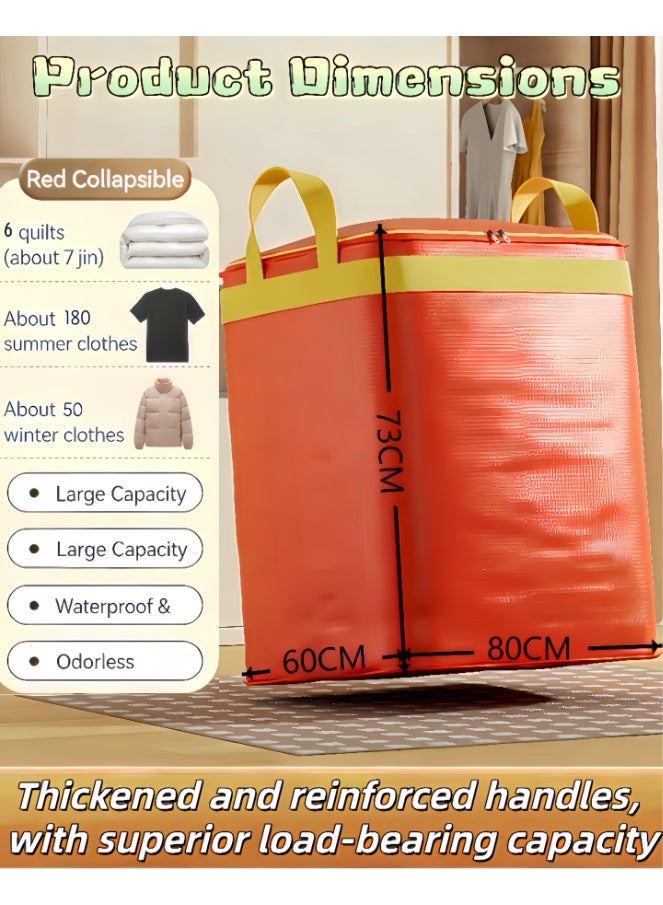Moving Bags Heavy Duty Extra Large Storage Tote for Space Saving, Traveling Organizer with Zippers & Strong Carrying Handles for Clothes Packing, Moving Supplies (D-122M-ORANGE-L) - Image 3