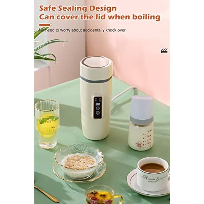 WOOLALA 350Ml Portable Travel Kettle With 4 Temperature Settings Small Electric Kettle With Digital Screen LeakProof Electric Heating Cup 304 Stainless Steel Tea Kettle Auto Off 5 Minutes Fast Boil - Image 4