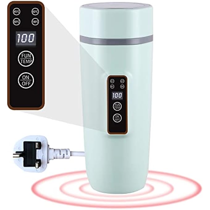 WOOLALA 350Ml Portable Travel Kettle With 4 Temperature Settings Small Electric Kettle With Digital Screen LeakProof Electric Heating Cup 304 Stainless Steel Tea Kettle Auto Off 5 Minutes Fast Boil - Image 1