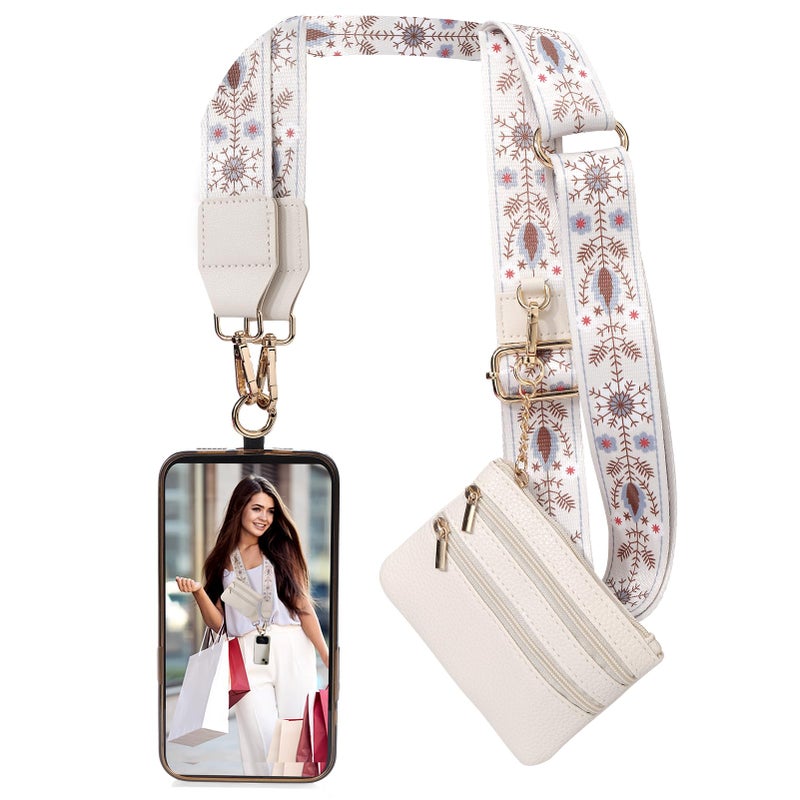 XANGNIER Clip and Go Strap for Phone with Wallet Crossbody, Phone Strap with Zippered Wallet, Adjustable Anti Theft Cellphone Lanyard for Women, Cellphone Chain Accessories,Multicolor 9 - Image 1