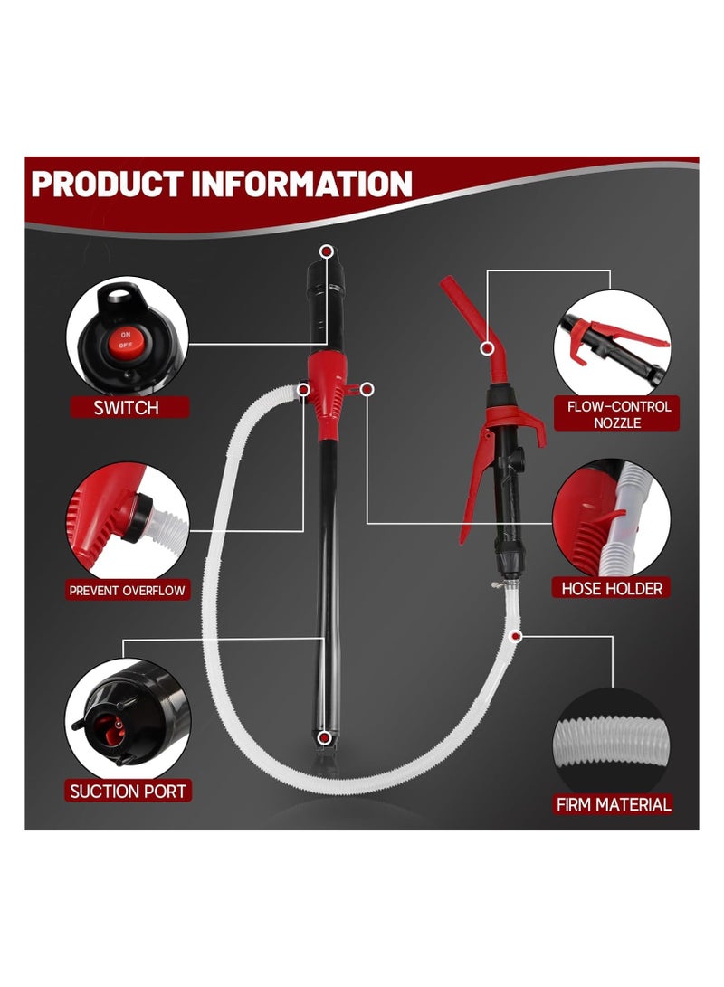 Fuel Transfer Pump Portable 2.2 GPM Transfer Pump with Nozzle Battery Operated Electric Siphon Pump 3 FT Extra Long Hose Fits All Size Cans Portable Liquid Pump Transfers Gasoline Water - Image 4