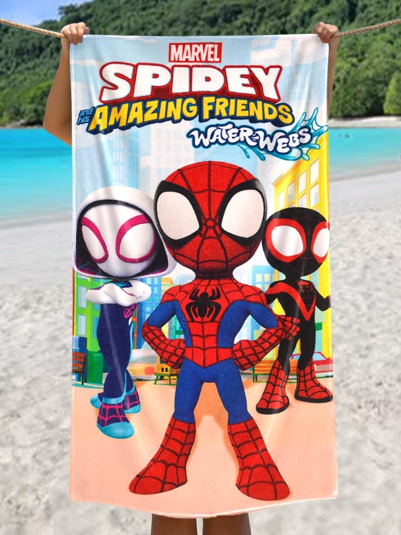 Athom Living Spidey Water Webs Kids Cotton Bath Towel,Superhero Themed Soft & Absorbent Towel for Boys & Girls, 60x120cm, 350GSM - Image 3
