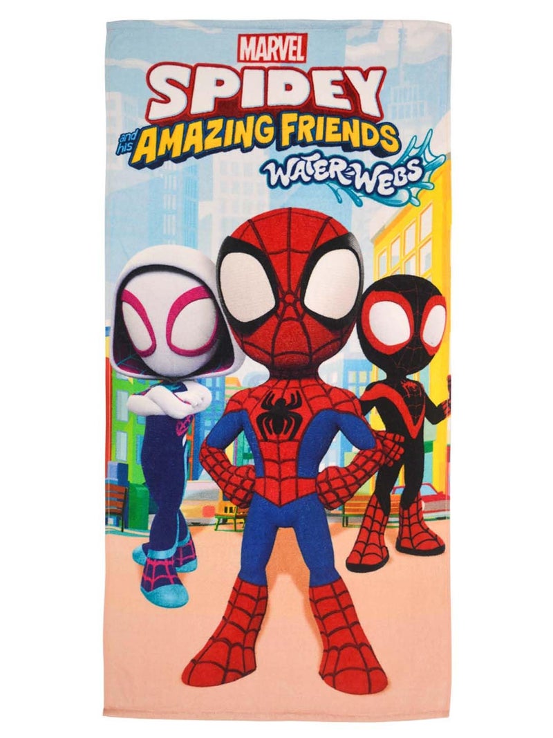 Athom Living Spidey Water Webs Kids Cotton Bath Towel,Superhero Themed Soft & Absorbent Towel for Boys & Girls, 60x120cm, 350GSM - Image 1