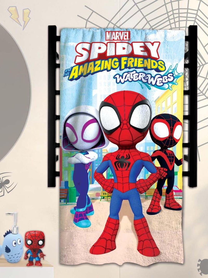 Athom Living Spidey Water Webs Kids Cotton Bath Towel,Superhero Themed Soft & Absorbent Towel for Boys & Girls, 60x120cm, 350GSM - Image 2