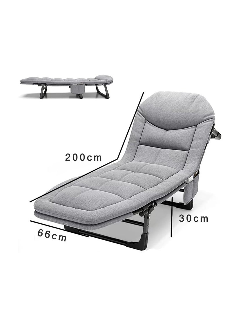 Generic Foldable Camping Cot,Folding Bed, Foldable Platform Bed,Portable Lightweight Camping Bed,Comfortable Resting Bed, Recliner Bed Lounger Chair, Single Sleeping Bed Fold Up Bed for Office,5-Position Adjustable Backrest,Portable Nap Bed 200CM Capacity for Home, Office and Outdoor Travel(Gray)  - Image 4