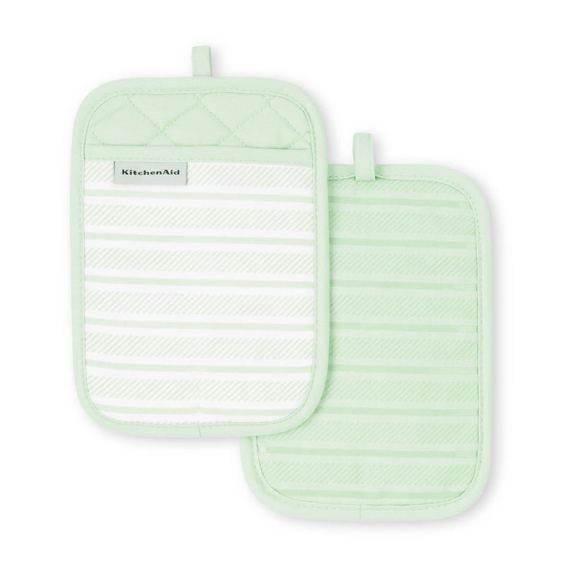 KitchenAid Albany Pot Holder 2-Pack Set  Pistachio  7""x10"" - Image 1