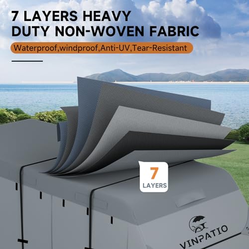 VINPATIO RV Cover, 7 Layers Heavy Duty RV & Trailer Cover, Toy Hauler Cover Fits 27'-30' RV Travel Trailer Camper Cover with Tongue Jack Cover, Extra Windproof Straps, Gutter Covers - Image 2