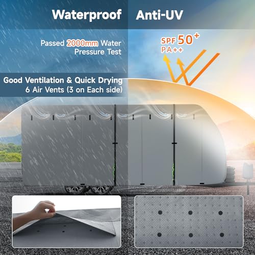 VINPATIO RV Cover, 7 Layers Heavy Duty RV & Trailer Cover, Toy Hauler Cover Fits 27'-30' RV Travel Trailer Camper Cover with Tongue Jack Cover, Extra Windproof Straps, Gutter Covers - Image 5