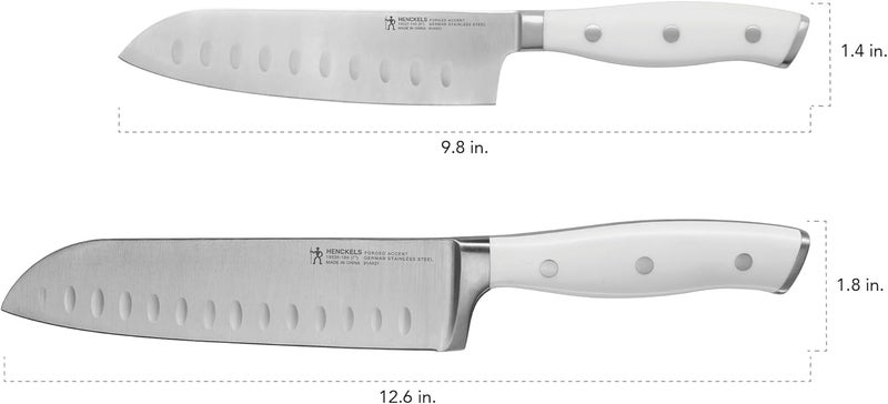 HENCKELS Forged Accent Razor-Sharp 2-pc Santoku Knife Set, White Handle, German Engineered Informed by 100+ Years of Mastery - Image 3
