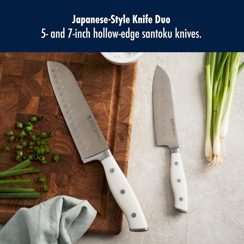HENCKELS Forged Accent Razor-Sharp 2-pc Santoku Knife Set, White Handle, German Engineered Informed by 100+ Years of Mastery - Image 2