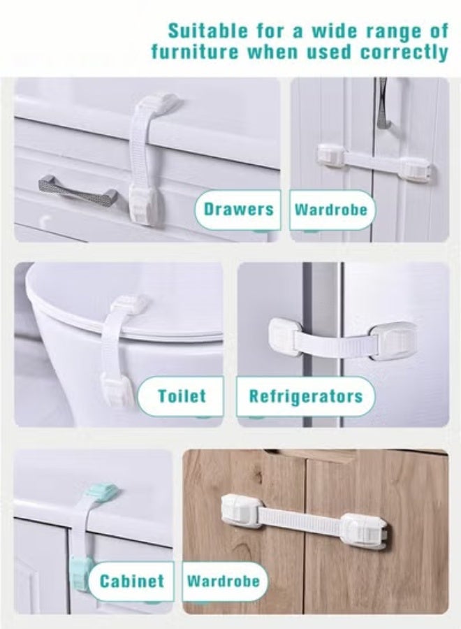 20 Pieces Child Safe Set,Included 8 PCS Baby Proofing Plug Covers and 12 PCS Infant Safety Strap Locks Child Locks for Cabinets and Drawers,Toilet,Fridge  More - Image 4