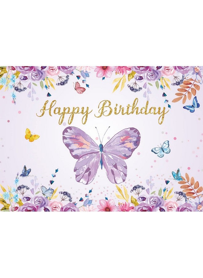 WANGRJ خلفية تصوير فراشات أرجوانية لأعياد الميلاد، وردية ربيعية، زهور، فراشات باستيل، خلفية تصوير حفلات أعياد ميلاد الأميرات، حفلات استقبال المولود، كعكة حلوة، لوازم ديكور الطاولة 7X5F - Image 2