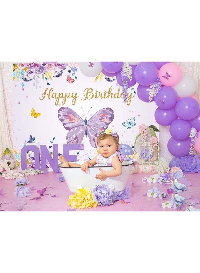 WANGRJ خلفية تصوير فراشات أرجوانية لأعياد الميلاد، وردية ربيعية، زهور، فراشات باستيل، خلفية تصوير حفلات أعياد ميلاد الأميرات، حفلات استقبال المولود، كعكة حلوة، لوازم ديكور الطاولة 7X5F - Image 4