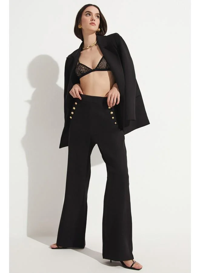 JUNE June Exclusive Button Detailed Palazzo Trousers