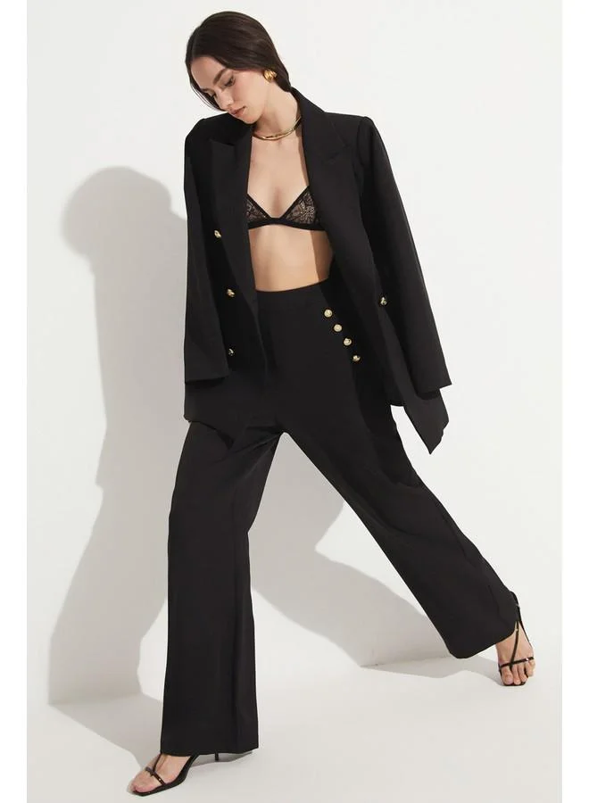 JUNE June Exclusive Button Detailed Palazzo Trousers