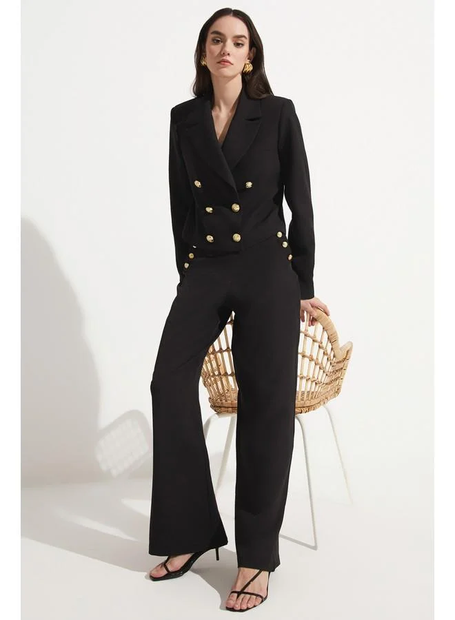 JUNE June Exclusive Button Detailed Palazzo Trousers