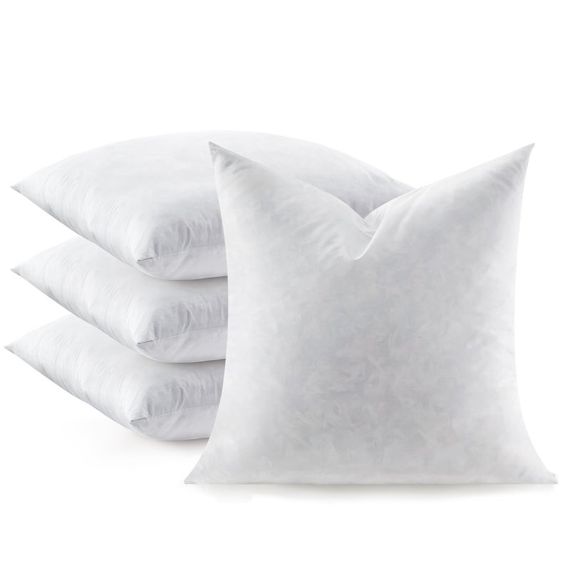 Swandream Feather Throw Pillow Inserts Set of 4, Soft Fluffy Square 20 x 20 Inches Decorative Pillow Insert, Feather and Down Euro Pillows for Bed, Couch and Cushion - Image 1