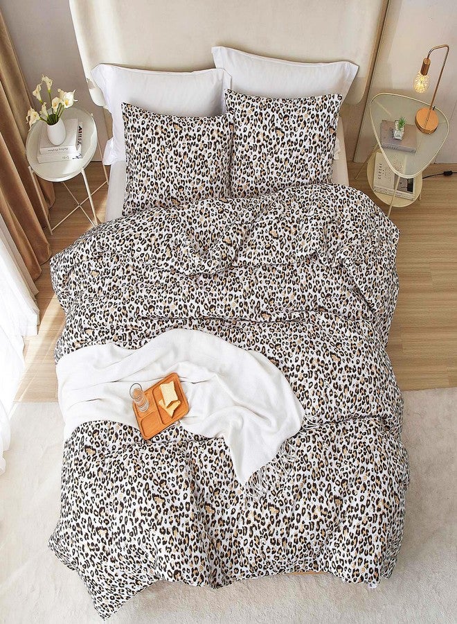 mixinni Black Brown Leopard Print Comforter Set Queen Size Women Ultra Soft Wildlife Animal Cheetah Print Comforter Men Abstract Bedding Set with 2 Pillowcases for All Seasons-Queen Size - Image 4