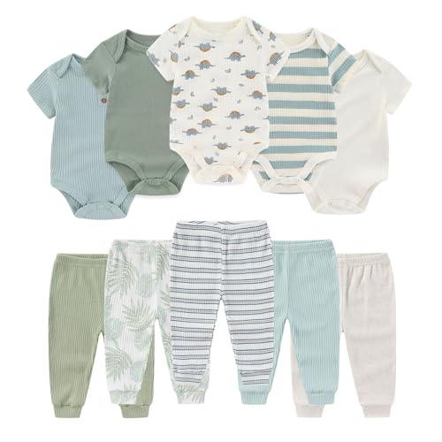 Ruliby Baby Boy Bodysuit and Pant Set Summer Soft Newborn Clothes Outfits 3-6 month - Image 1
