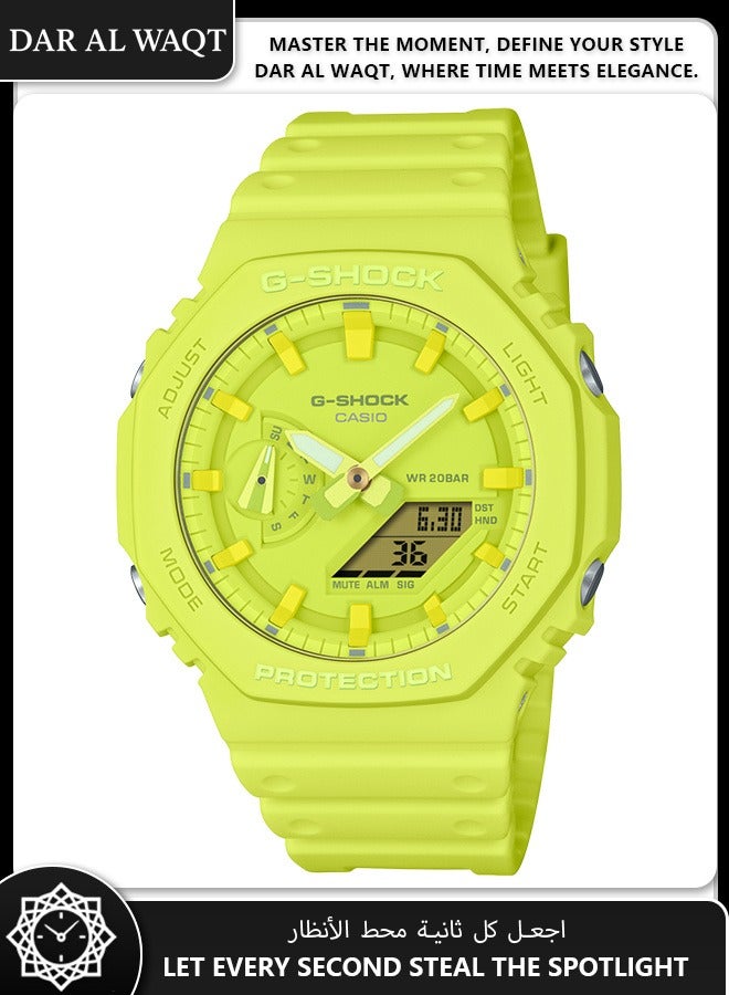 Casio G-Shock GA-2100-9A9 Men's Watch - Vibrant Yellow Monochromatic Design, Octagonal Carbon Core Case, Shock Resistant, 200M Water Resistant, Streetwear Statement Piece - Image 1