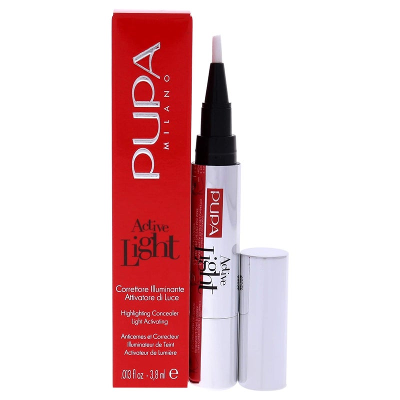 PUPA Milano Active Light Highlighting Concealer  Minimizes Signs Of Fatigue  Gives The Complexion A Fresh And Radiant Appearance  Ideal For All Skin Types  004 Luminous Peach  0013 Oz