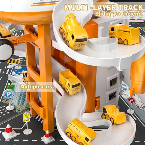 MSKOLER Construction Airplane Boy Toys with Race Tracks for Kids Ages 24 35 Vehicle Car Playset with 8 Small Race Cars for 3 4 5 Year Old Boys Birthday Gifts for Boys 48 Toddlers 24 48 - Image 5