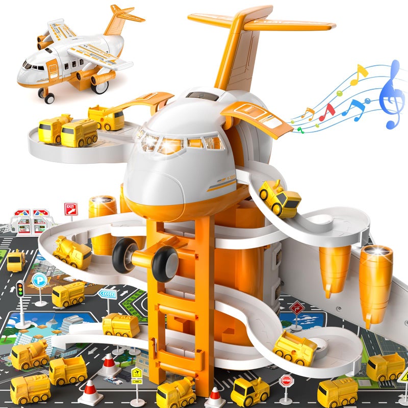 MSKOLER Construction Airplane Boy Toys with Race Tracks for Kids Ages 24 35 Vehicle Car Playset with 8 Small Race Cars for 3 4 5 Year Old Boys Birthday Gifts for Boys 48 Toddlers 24 48 - Image 3