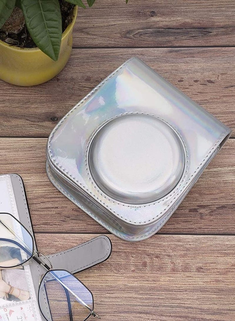 Y&D PU Leather Camera Case Compatible For Fujifilm Instax Mini 11 Instant with Adjustable Strap and Pocket (Magic Silver) - Image 3