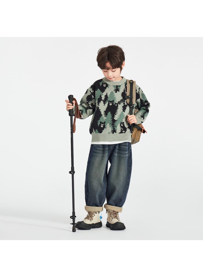 Jungle Bear】men's Crewneck Sweater, Children's Spring/autumn/winter Three-season Knitwear, Soft And Warm Top For Older Kids - Image 4