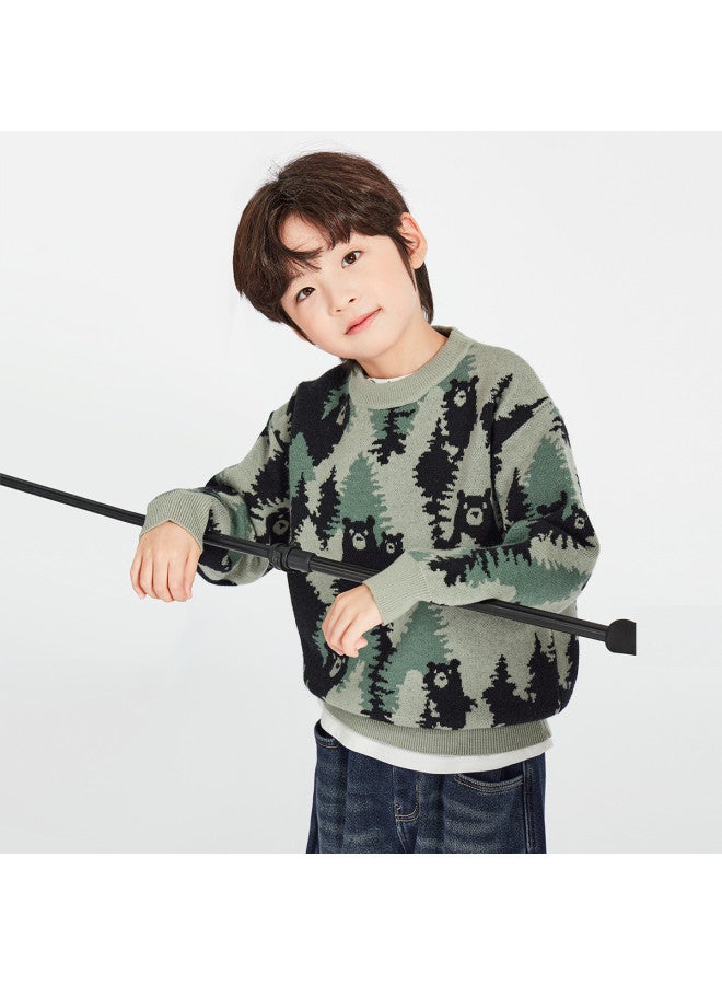 Jungle Bear】men's Crewneck Sweater, Children's Spring/autumn/winter Three-season Knitwear, Soft And Warm Top For Older Kids - Image 2