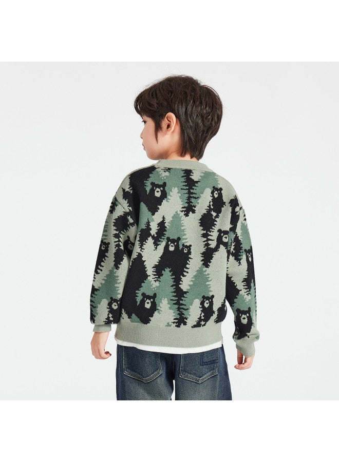 Jungle Bear】men's Crewneck Sweater, Children's Spring/autumn/winter Three-season Knitwear, Soft And Warm Top For Older Kids - Image 5
