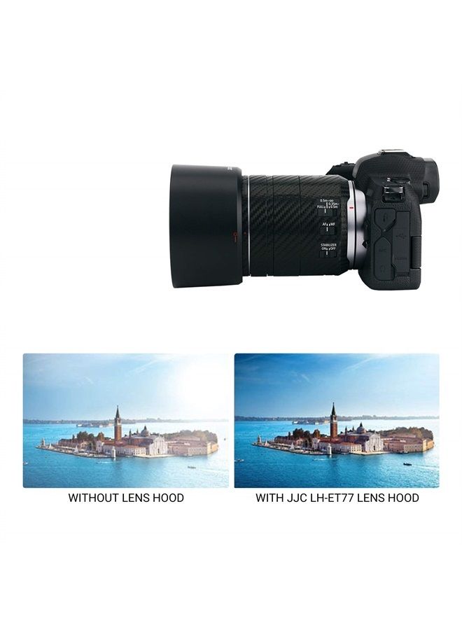 JJC Reversible RF 85mm Bayonet Lens Hood Shade for Canon RF 85mm f/2 Macro is STM Lens on Canon EOS R RP R5 R6 Replaces Canon ET-77 Lens Hood Allows to Attach 67mm Filter and Lens Cap