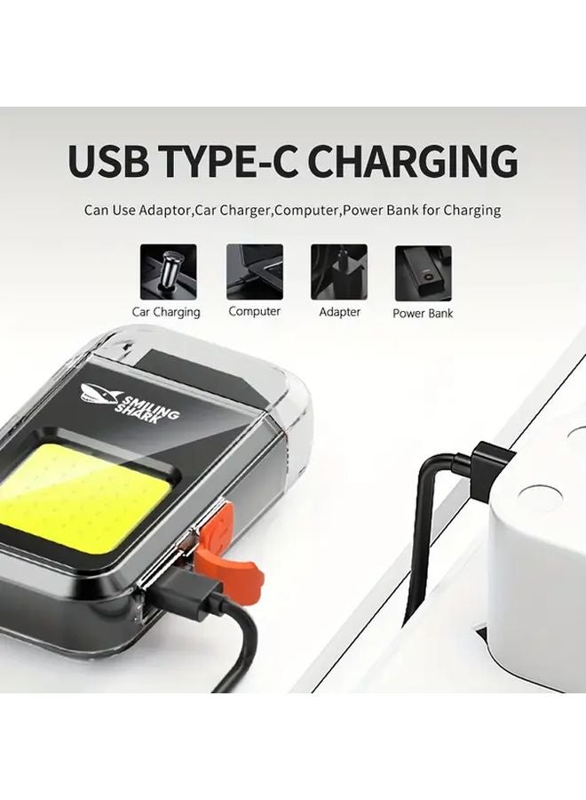 TIP 055 Black Smiling Shark Keychain Flashlight USB C Rechargeable 3 Modes Portable Torch - Image 5