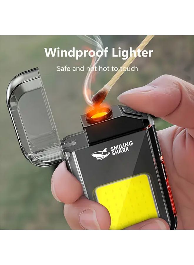 TIP 055 Black Smiling Shark Keychain Flashlight USB C Rechargeable 3 Modes Portable Torch - Image 3