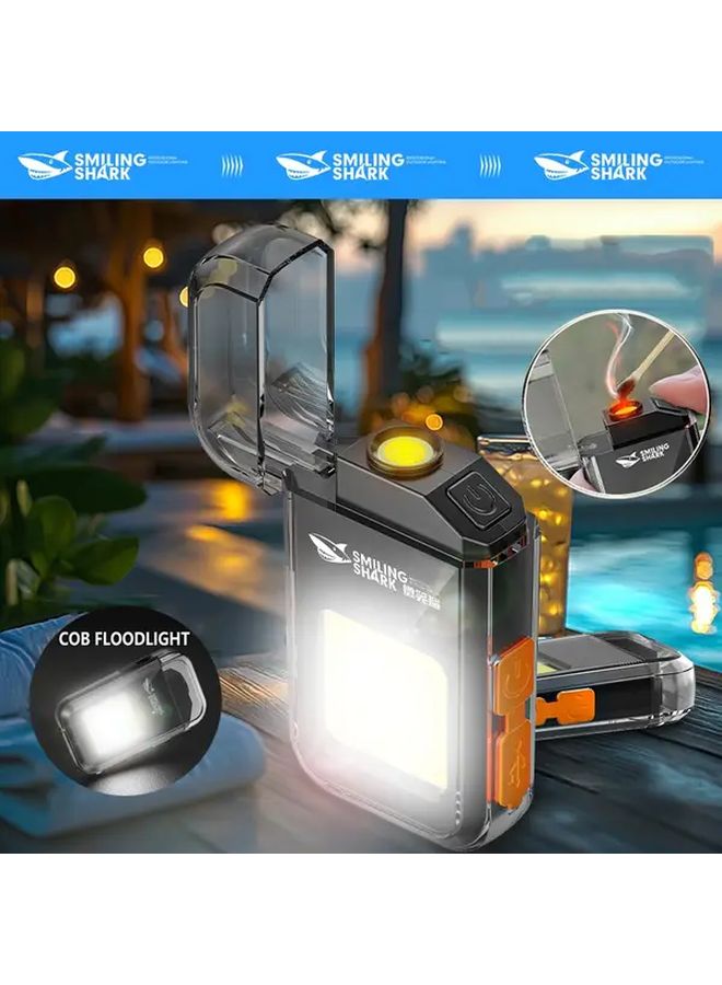 TIP 055 Black Smiling Shark Keychain Flashlight USB C Rechargeable 3 Modes Portable Torch - Image 2