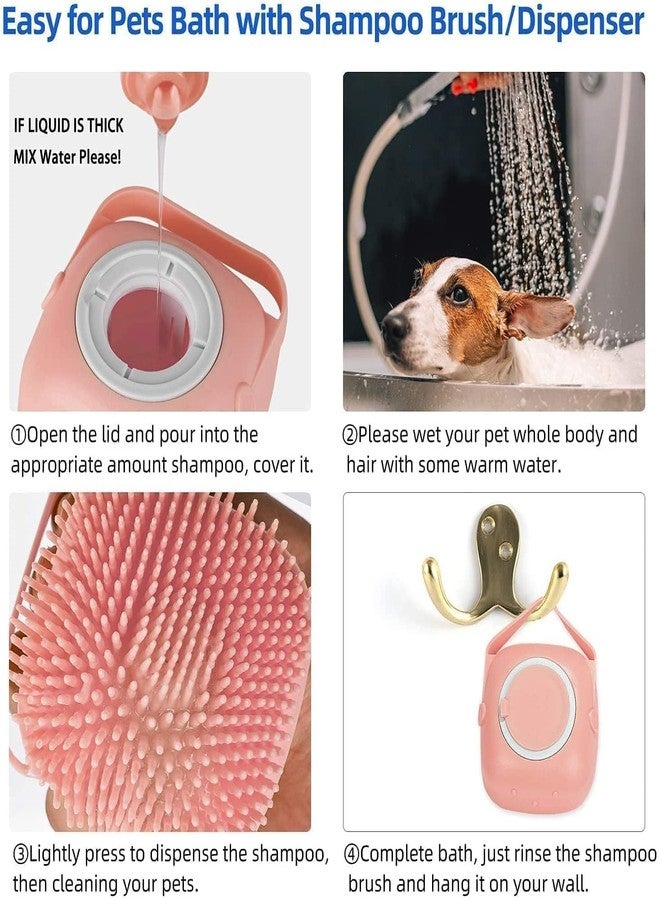 ZIGZAP 1 pair of silicon dog bathing hand gloves + Pet Bath Brush Soft Silicone Dog Shampoo Brush, Brush Hair Fur Grooming Cleaning Brush Soft Shampoo Dispenser Multi. - Image 3
