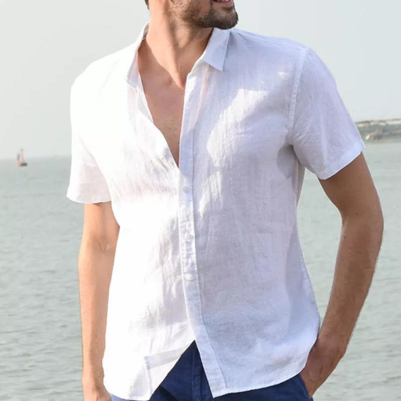 2022 Cross-border Specially Designed European and American Shirts for Men Pure Color Shirts Summer Short-sleeved Casual Mens Shirts ebay Hot Style Green - Image 5