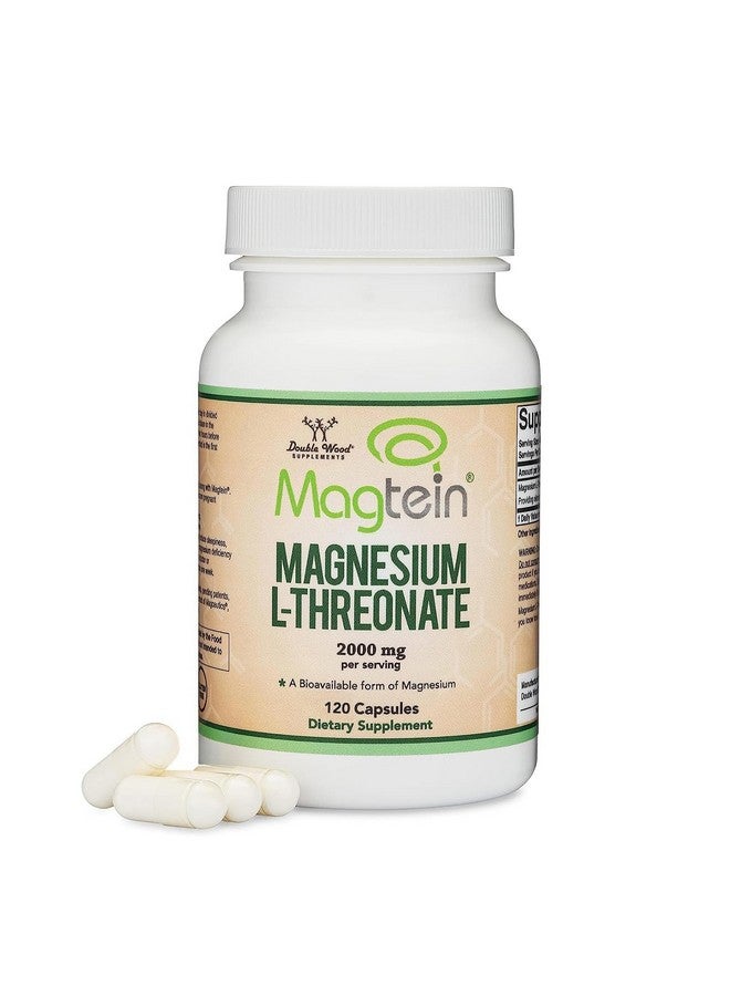Double Wood Supplements Magnesium L Threonate, Magtein™, Sleep and Cognitive Support - High Absorption - Most Bioavailable Form of Magnesium - 2,000 mg - 120 Capsules - Image 1