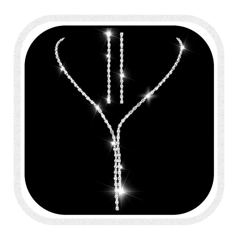 Unicra Silver Prom Jewelry Sets Rhinestone Necklace and Earring Set Bridal Wedding Jewelry for Women and Brides - Image 1