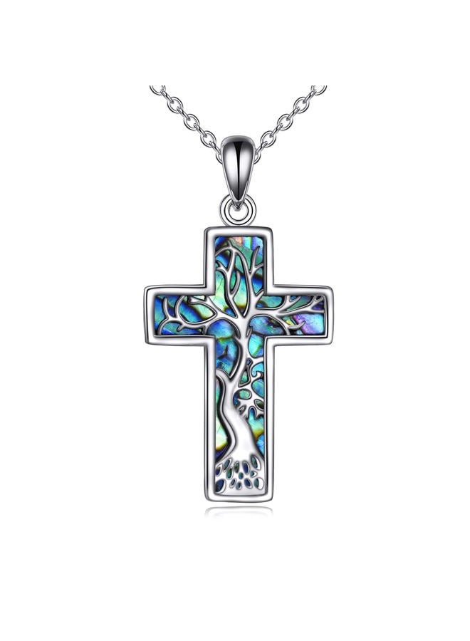 YFN Cross Necklace 925 Sterling Silver Celtic Knot Cross Infinity Heart Love Pendant Necklace 18", Sterling Silver, Cubic Zirconia - Image 1