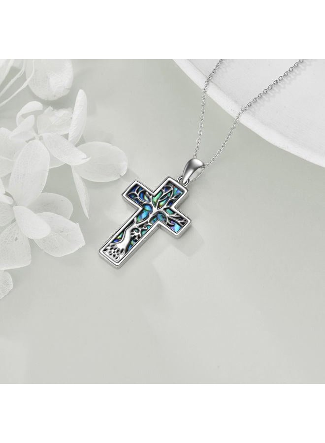 YFN Cross Necklace 925 Sterling Silver Celtic Knot Cross Infinity Heart Love Pendant Necklace 18", Sterling Silver, Cubic Zirconia - Image 3