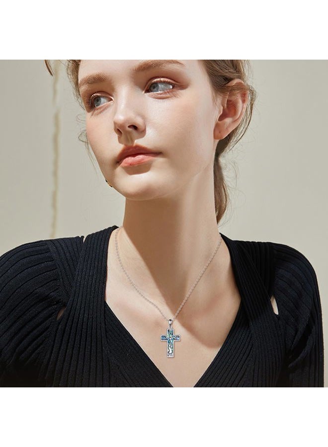 YFN Cross Necklace 925 Sterling Silver Celtic Knot Cross Infinity Heart Love Pendant Necklace 18", Sterling Silver, Cubic Zirconia - Image 2